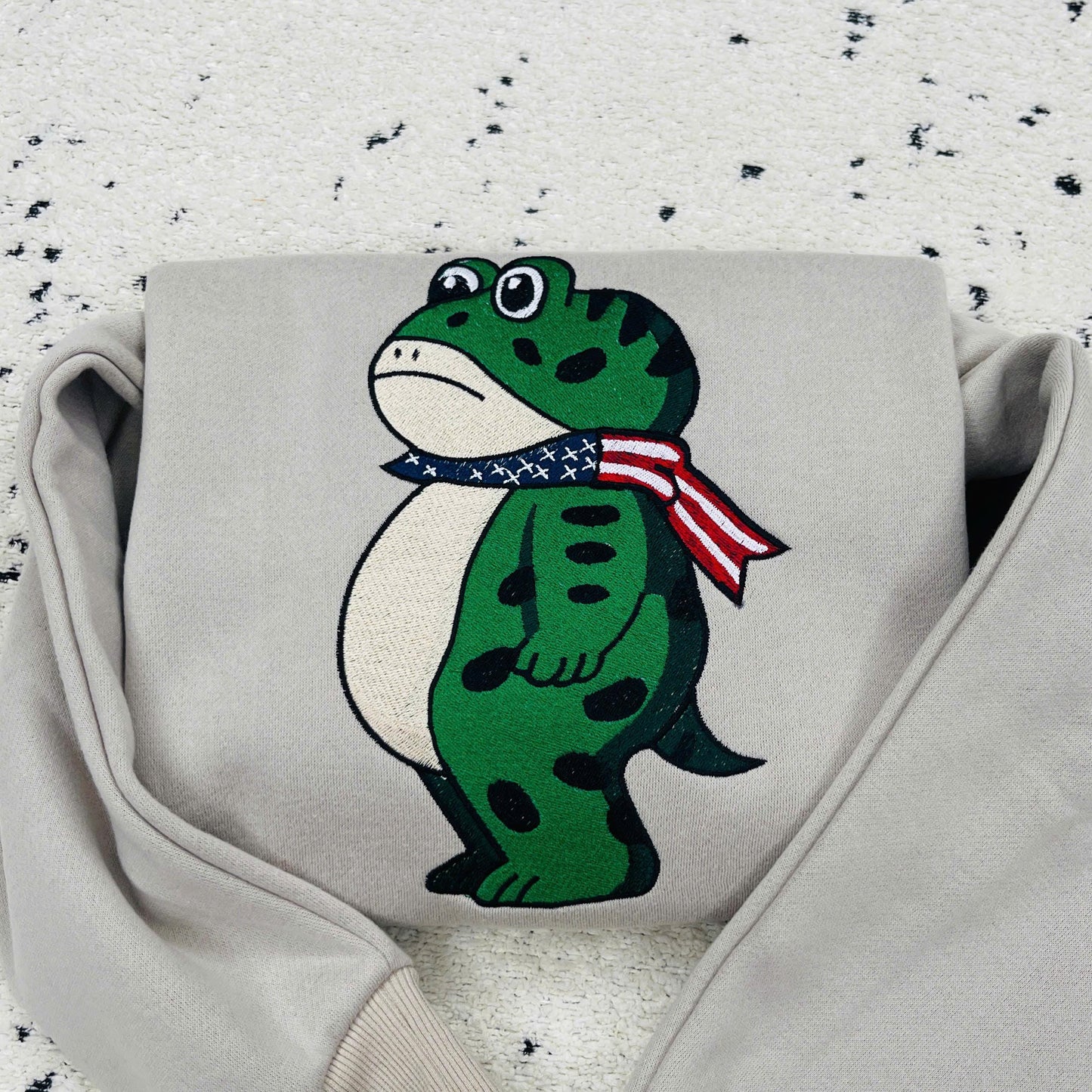 Embroidered Resist Portland Frog Sweatshirt, Cute Frog Lover Gift, Cozy Animal Crewneck, Unique Portland Hoodie, Funny Embroidered Top