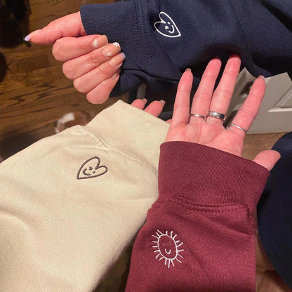 Custom Your Handwriting Embroidered Sweatshirt - Embroider Couple Message Sweater - Couple Matching Sweaters - Personalized Gift For Him Her