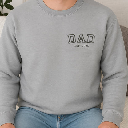 Personalised Embroidered DAD Est Hoodie, Custom DAD Est T Shirt, Custom Gift for New Parents, Matching Couple Gift, MUM Est Year Embroidery