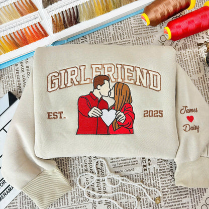 Custom Embroidered Portrait from Photo Sweatshirt, Valentines Couple Portrait, Wedding Portrait Matching Couple,Anniversary Gift,Family Gift