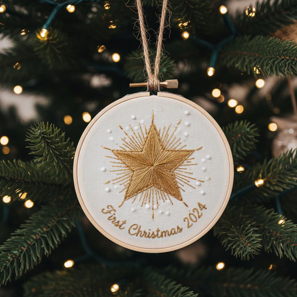 Personalized Baby's First Christmas Train Hand Embroidered Ornament, Handmade Holiday Decor, 2025 Gift for New Baby,Custom Christmas Gift 2