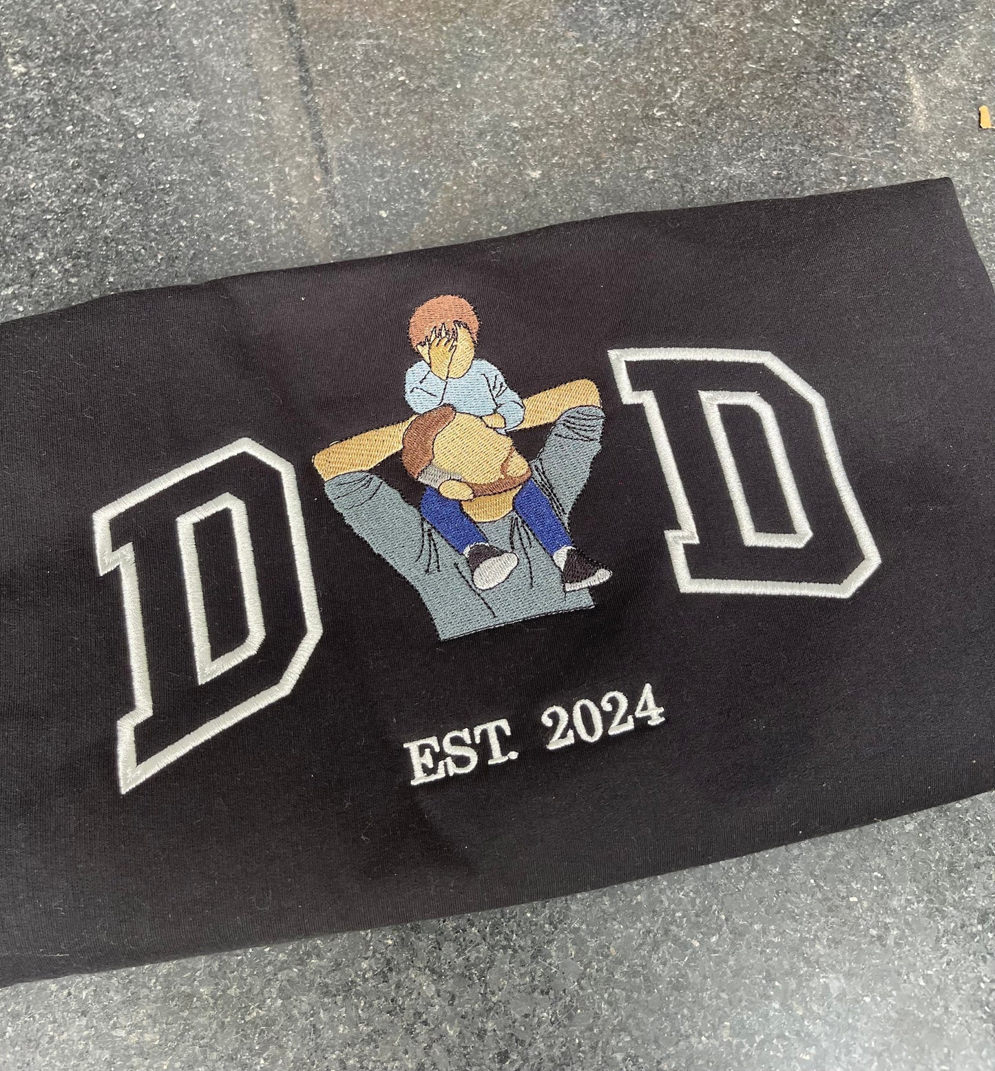 Embroidered dad sweatshirt, Custom embroidered father tshirt, custom father embroidered tshirt, Custom embroidered photo, sweatshirt