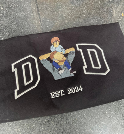 Embroidered dad sweatshirt, Custom embroidered father tshirt, custom father embroidered tshirt, Custom embroidered photo, sweatshirt