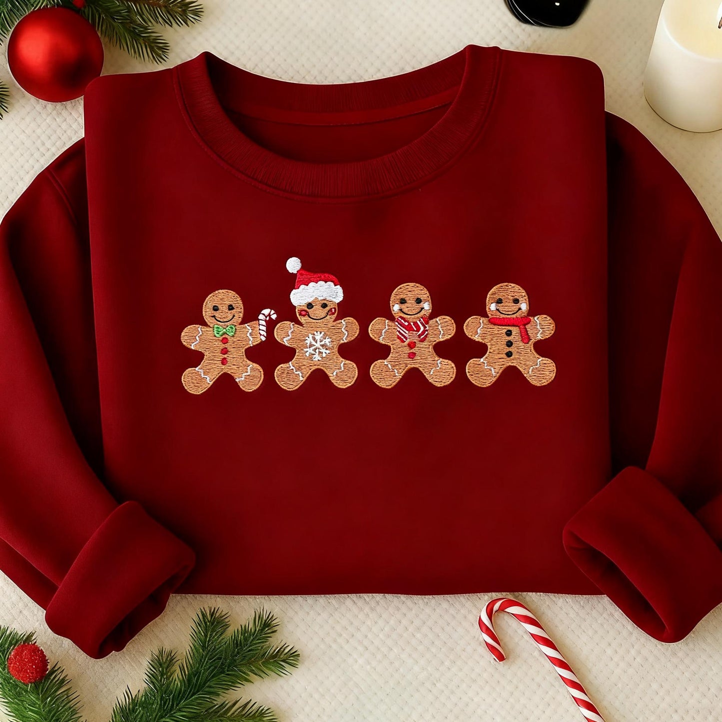 Embroidered Cute Gingerbread Cookies Sweatshirt, Womens Christmas Sweatshirt, Merry Christmas,Festive Unisex Winter Sweater,Christmas gifts