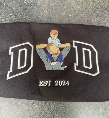 Embroidered dad sweatshirt, Custom embroidered father tshirt, custom father embroidered tshirt, Custom embroidered photo, sweatshirt