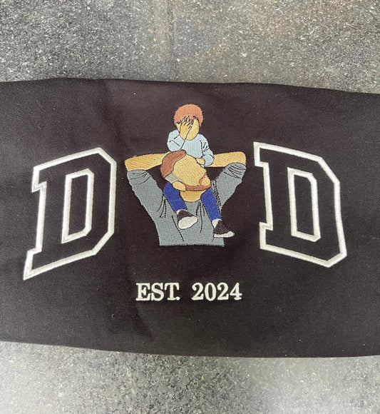 Embroidered dad sweatshirt, Custom embroidered father tshirt, custom father embroidered tshirt, Custom embroidered photo, sweatshirt