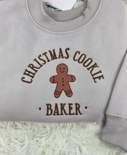 Embroidered Christmas Cookie Baker & Tester Sweatshirt Set, Gingerbread Holiday Hoodie, Matching Family Xmas Gift, Cute Baking Outfit