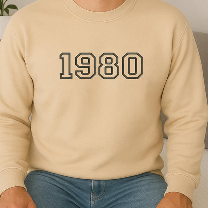 Personalised Embroidered Birth Year Hoodie, Custom Year Sweatshirt, Custom Centre Chest Text T Shirt, Custom Embroidered Birthday Gift