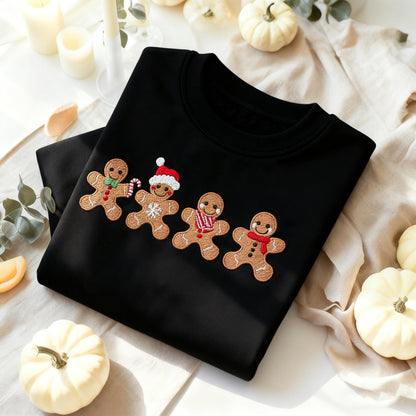 Embroidered Cute Gingerbread Cookies Sweatshirt, Womens Christmas Sweatshirt, Merry Christmas,Festive Unisex Winter Sweater,Christmas gifts