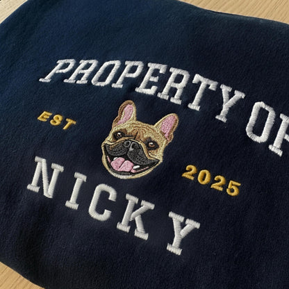 Custom Dog Embroidered Sweatshirt, Vintage Pet Portrait Crewneck