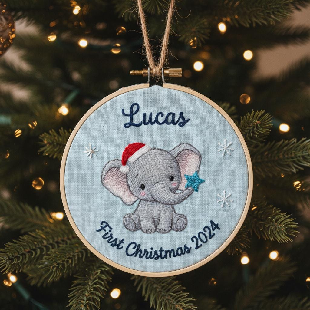 Personalized Baby's First Christmas Train Hand Embroidered Ornament, Handmade Holiday Decor, 2025 Gift for New Baby,Custom Christmas Gift 2