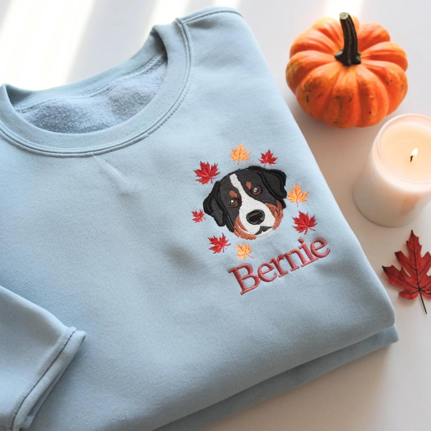 Custom Embroidered Pet Portrait Sweatshirt: Personalized Dog or Cat Gift