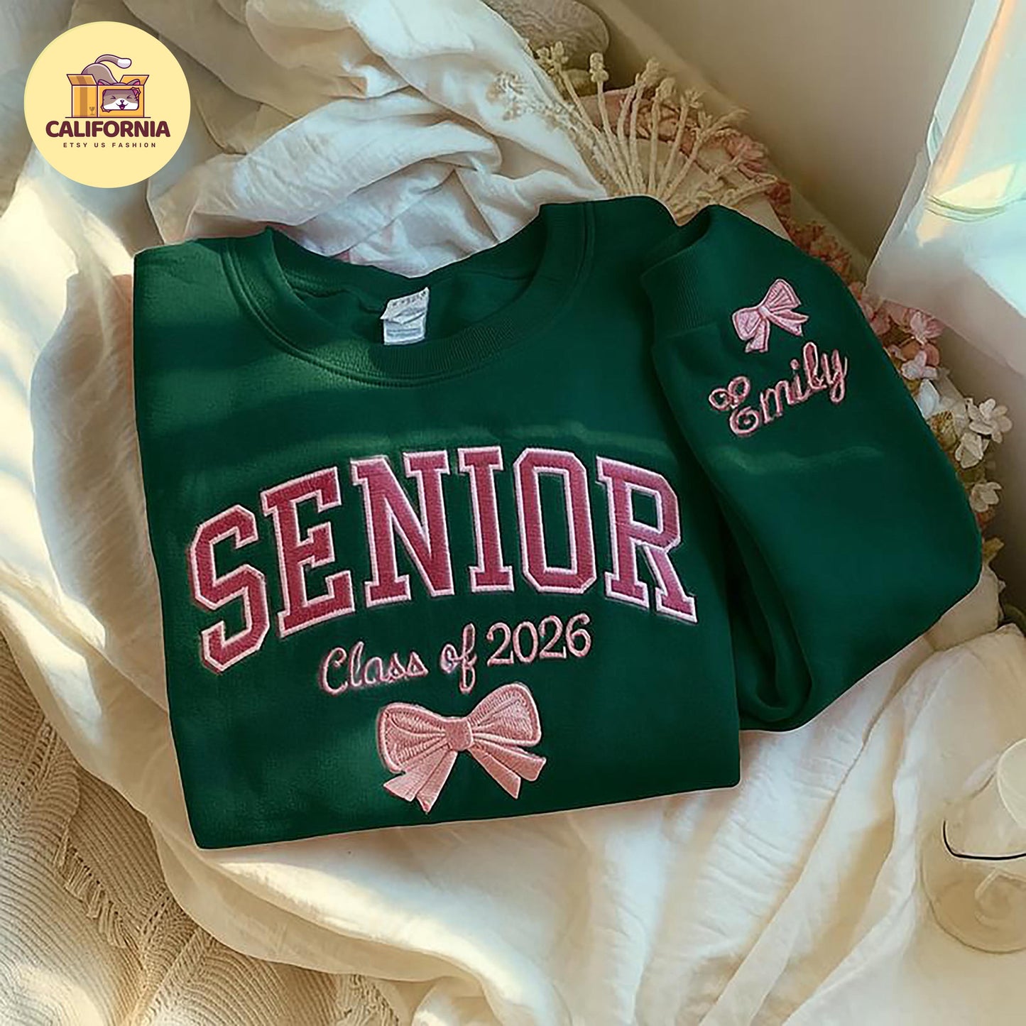 Embroidered Personalized Senior Sweatshirt, Senior Night Cheer, Coquette Senior Team Shirt, Senior Night, Cheer Team Shirt, Class of 2026