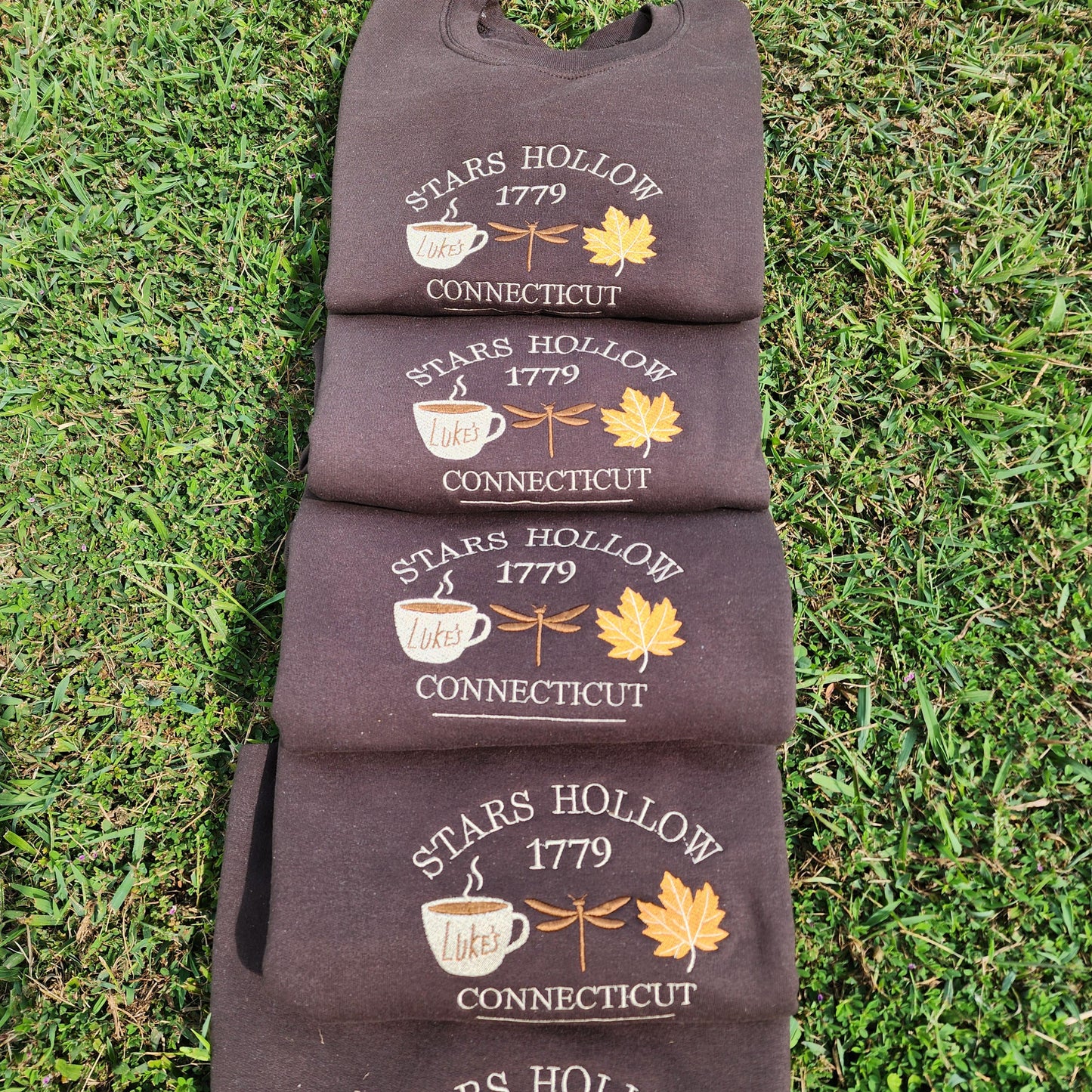 Gilmore Embroidered Sweatshirt, Stars Hollow dragonfly Embroidery, Luke's Coffee Leaves Autumn Sweater For Fans, Cute Christmas Gift For Her