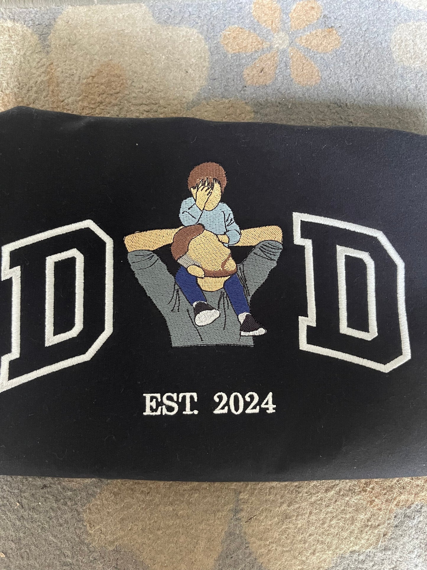 Embroidered dad sweatshirt, Custom embroidered father tshirt, custom father embroidered tshirt, Custom embroidered photo, sweatshirt