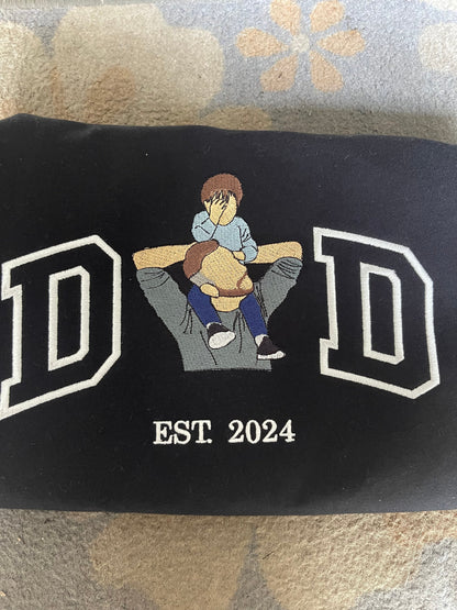 Embroidered dad sweatshirt, Custom embroidered father tshirt, custom father embroidered tshirt, Custom embroidered photo, sweatshirt