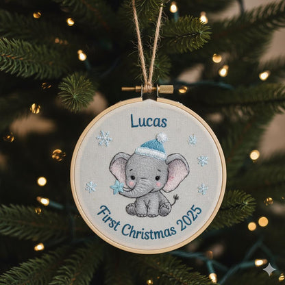 Personalized Baby's First Christmas Train Hand Embroidered Ornament, Handmade Holiday Decor, 2025 Gift for New Baby,Custom Christmas Gift 2