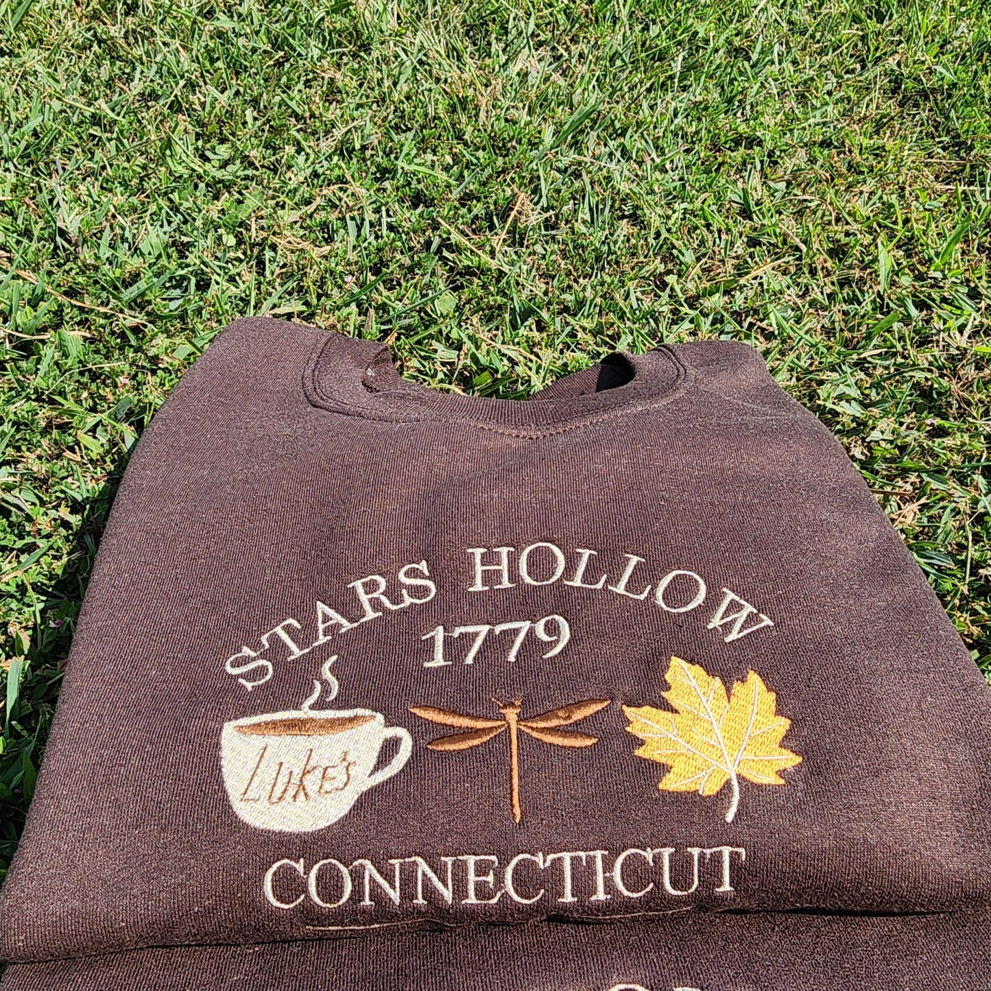 Gilmore Embroidered Sweatshirt, Stars Hollow dragonfly Embroidery, Luke's Coffee Leaves Autumn Sweater For Fans, Cute Christmas Gift For Her