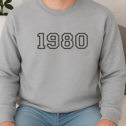 Personalised Embroidered Birth Year Hoodie, Custom Year Sweatshirt, Custom Centre Chest Text T Shirt, Custom Embroidered Birthday Gift