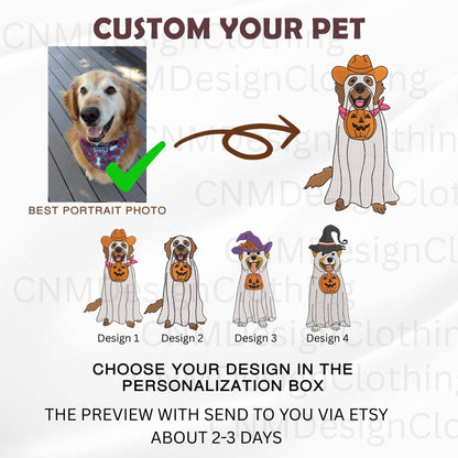 Custom Embroidered Halloween Dog Sweatshirt: Witch Costume, Personalized Pet Portrait