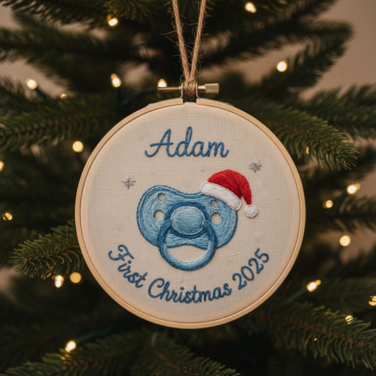 Personalized Baby's First Christmas Train Hand Embroidered Ornament, Handmade Holiday Decor, 2025 Gift for New Baby,Custom Christmas Gift 7