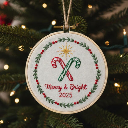 Personalized Letter Name Hand Embroidered Christmas Ornament, Custom Initial Christmas Ornaments, Tree Decor, Unique Christmas Gift 12