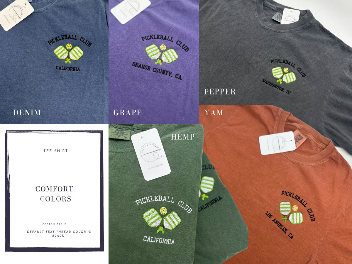 Pickleball Club Customizable Embroidered Sweatshirt and Comfort Colors TShirt - Unisex