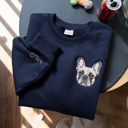 Embroidered Pet Portrait Sweatshirt, Personalized Pitbull Memorial Gift