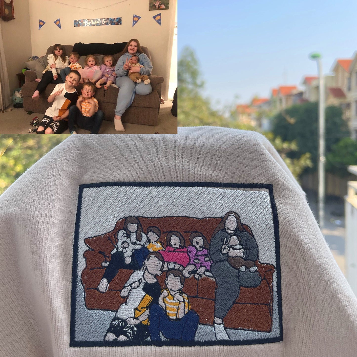 Embroidered sweatshirt, Custom embroidered photo shirt, custom embroidered hoodie shirt, Custom embroidered photo