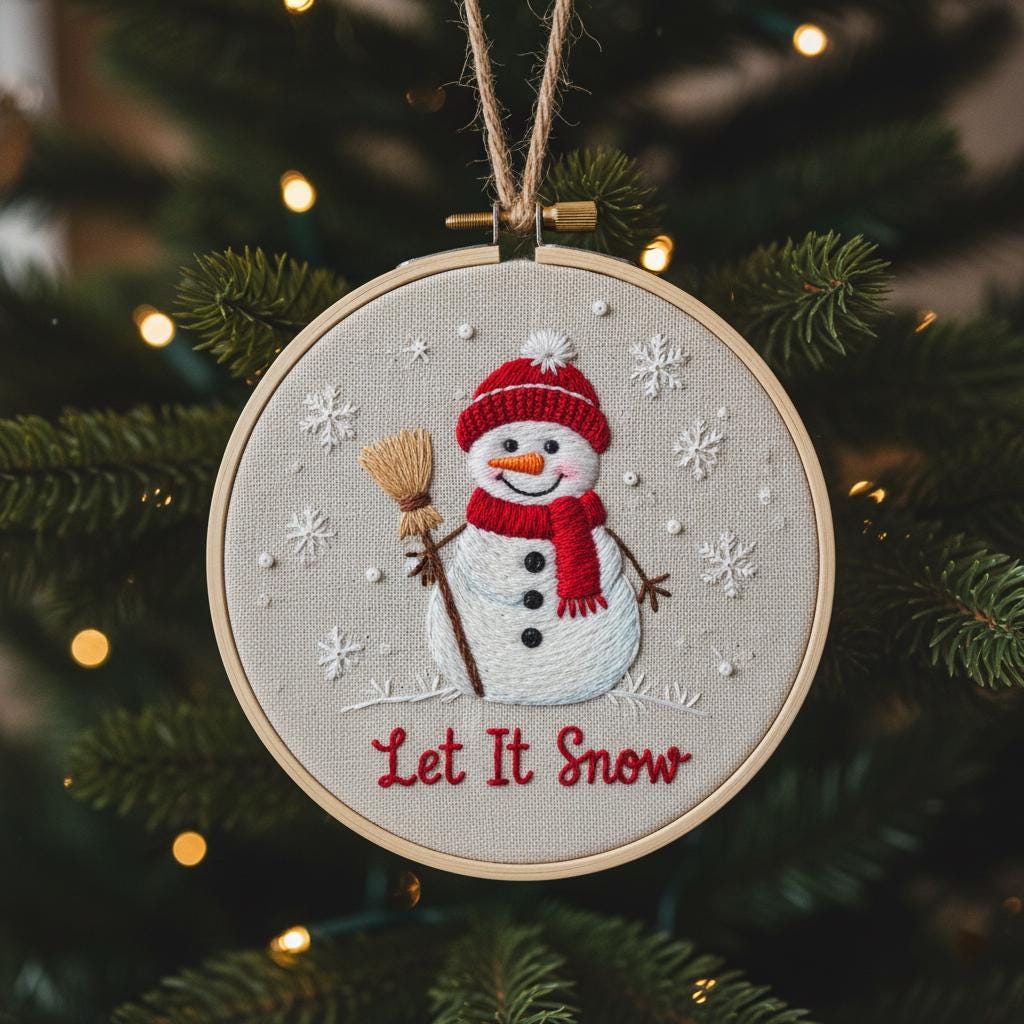 Personalized Letter Name Hand Embroidered Christmas Ornament, Custom Initial Christmas Ornaments, Tree Decor, Unique Christmas Gift