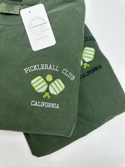 Pickleball Club Customizable Embroidered Sweatshirt and Comfort Colors TShirt - Unisex