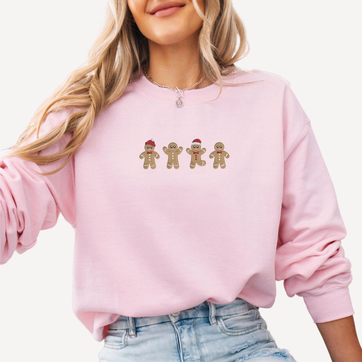 Embroidered Christmas Sweatshirt: Gingerbread Man Holiday Sweater